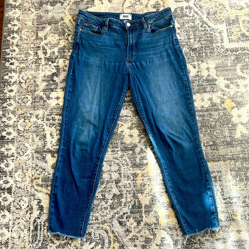 Paige dark washed skinny jeans